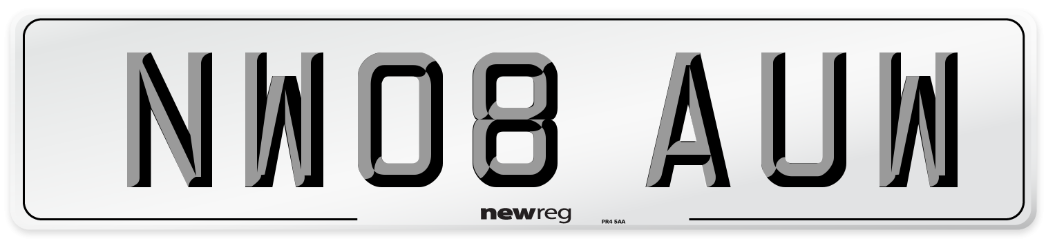 NW08 AUW Number Plate from New Reg